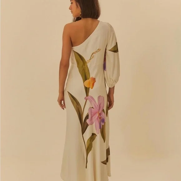 SOLD - FARM Rio One-Shoulder Dress Floral Design Size S - Picture 4 of 10